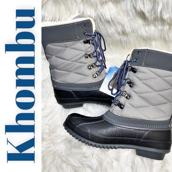 NWT KHOMBU ANNABEL Gray Thermolite Insulated Quilted Mid-Calf Snow Boots, Size 7 - Picture 7 of 10